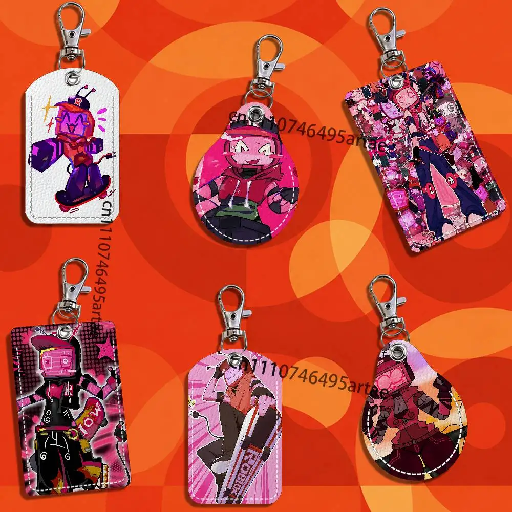 Funny V-Veeronica Fanart Custom Rectangle ID Card Case Keychain Access Card Bag Key Tag Ring Leather Card Holder Key Ring