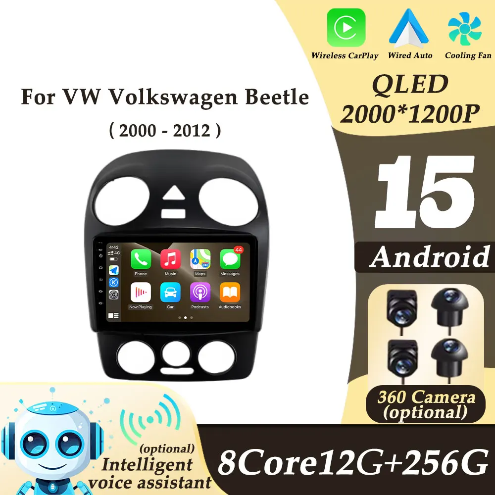 

Video Audio Car Radio Multimedi Player for VW Volkswagen Beetle 2000 - 2012 Android 15 CarPlay Split Screen GPS Navi BT No 2 din
