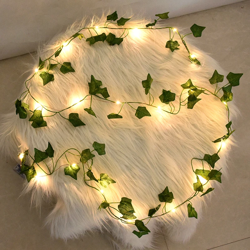 2/5/10M 20/50/100 LED Artificial Plant Green Leaf Ivy Light String DIY Wedding Party Home Deco LED Light Garland Battery Powered