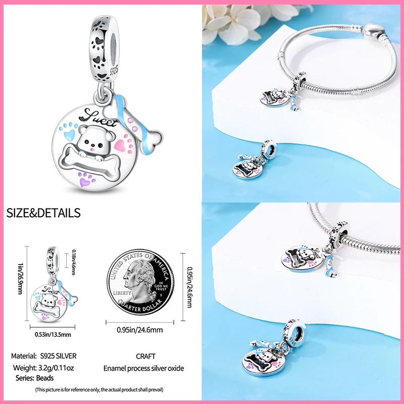 Neue 925 Sterling Silber rosa süße Katze Pfote Charms Perlen passen Qikaola 925 Original Armbänder exquisite DIY Geburtstag Schmuck Geschenke