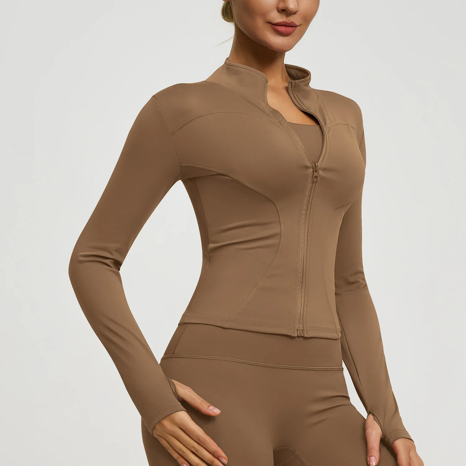 Slim-Fit Long Sleeve Women's Athletic Running Top Breathable Yoga Jacket for Active Wear