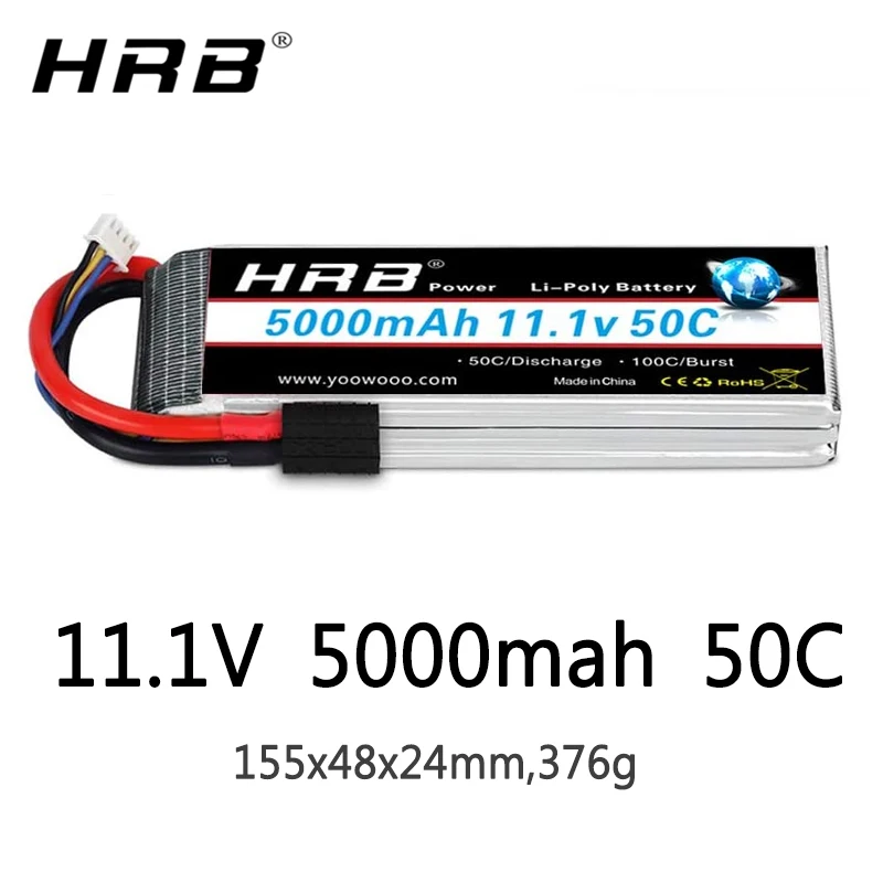 HRB 1PCS Lipo 2S 3S 4S 6S 5S 5000mah Battery 7.4V 11.1V 14.8V 22.2V 18.5V Lipo 50C 60C XT60 T for RC Car truck Drone Airplane