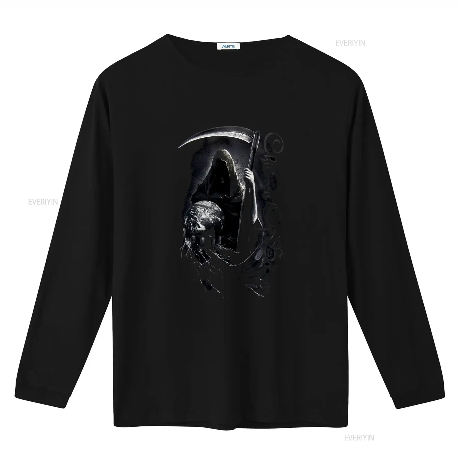 CHILDREN OF BODOM 'The End the World' T Shirt Grim Reaper Skull Design for Men vintage Washed Slightly Versatile Casual Soft