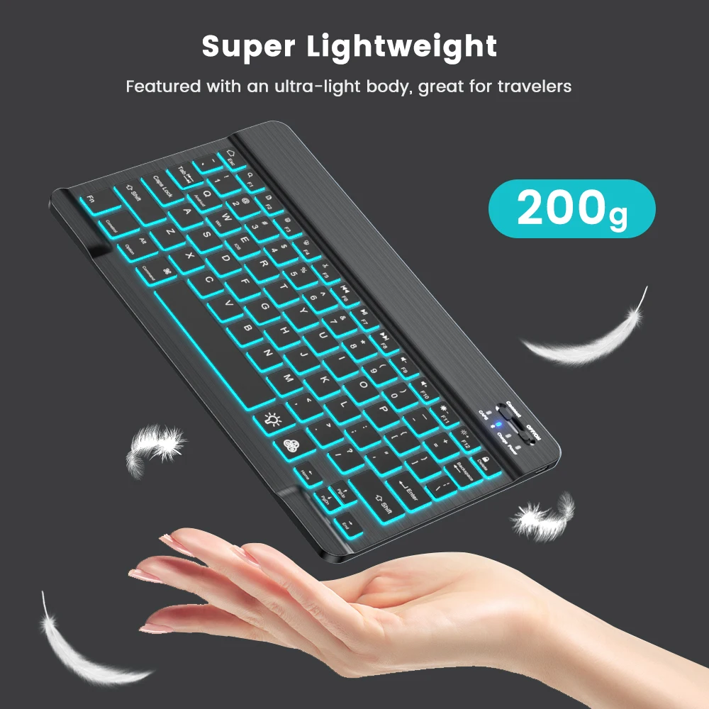 Imagem -05 - Ipad Teclado sem Fio Bluetooth Teclado e Mouse Espanhol Russo Mini Teclados Tablet Backlit Teclado para Telefone Ipad Pro 12