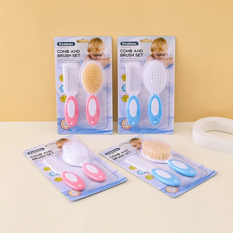 Juego de cepillos para el cabello y el cuerpo de bebé, depurador de baño de cerdas suaves, peine de pelo suave y cepillo de cuidado de lana para limpieza y aseo suaves