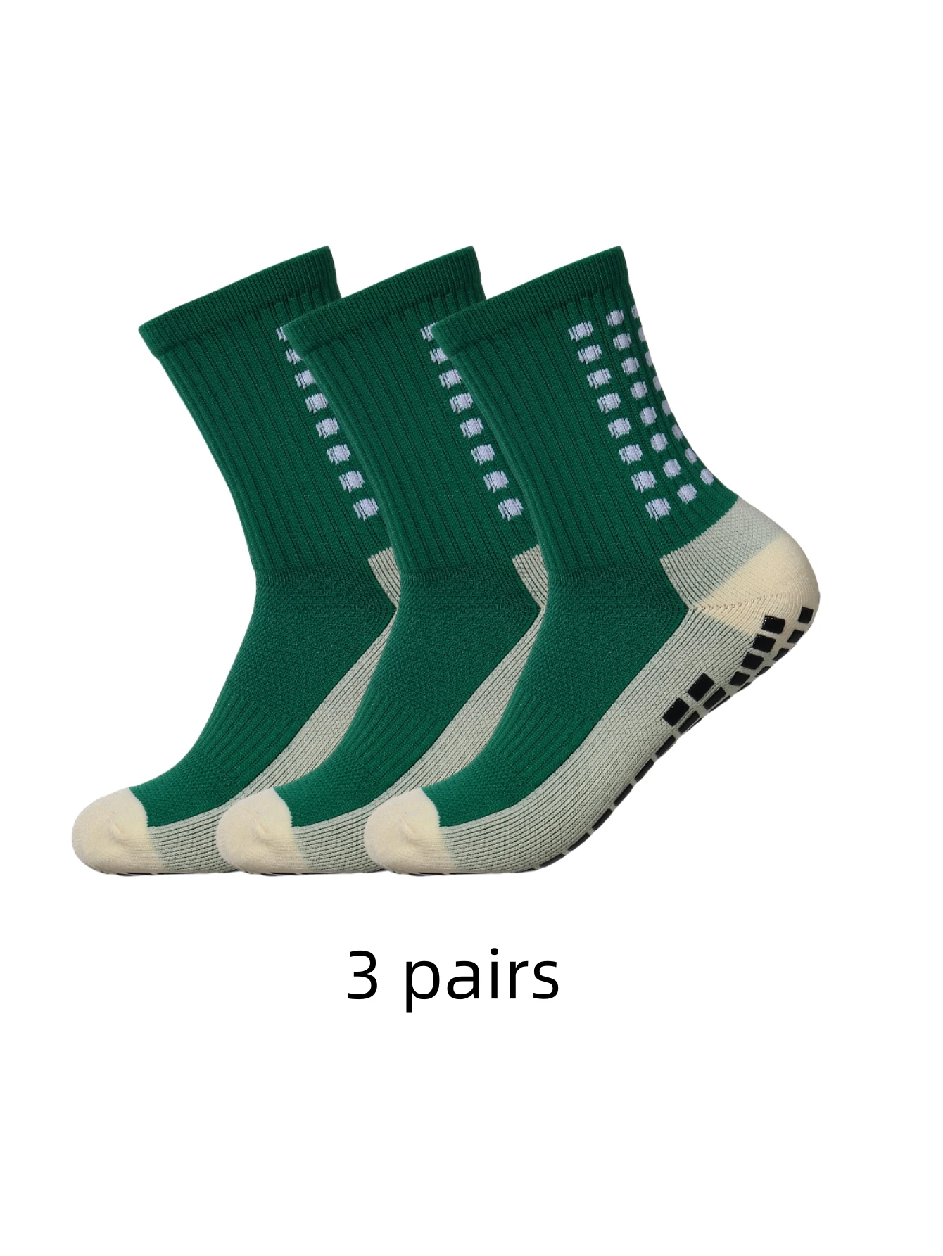 3 pairs of anti-skid classic sports socks with adhesive points, football socks