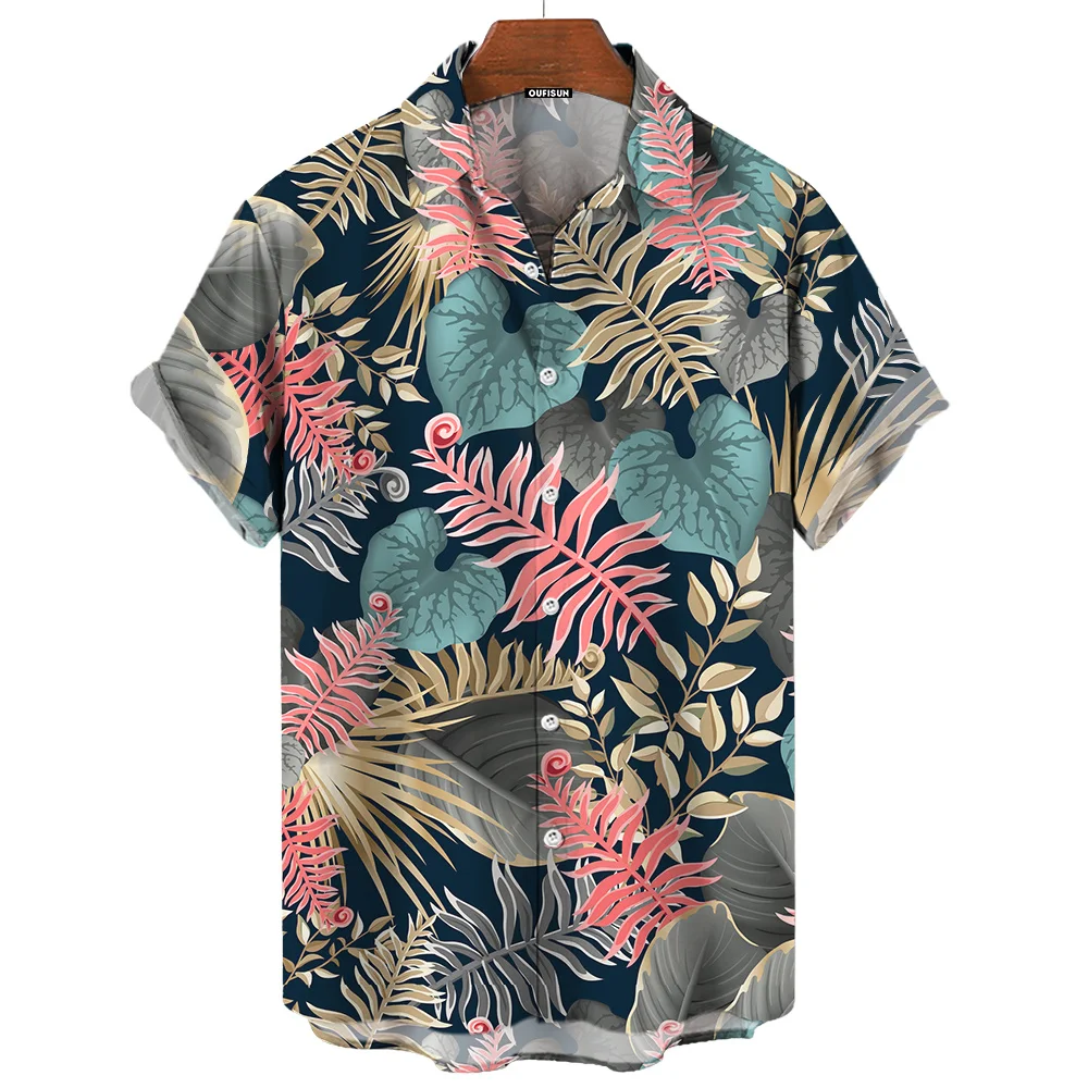 Hawaiian Shirts For Male Flower Pattern Men\'s Casual Short Sleeved Top Summer Oversized Streetwear Original Men Clothing