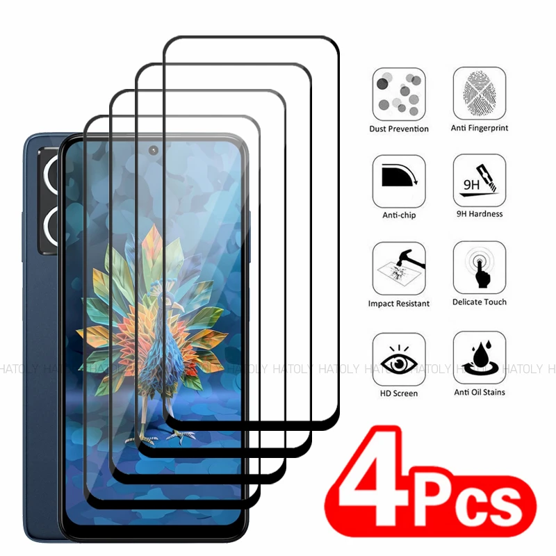 2/4PCS Tempered Glass For HMD Crest Screen Protector HMD Crest Full Glue Cover Protective Screen Glass Phone Film For HMD Crest