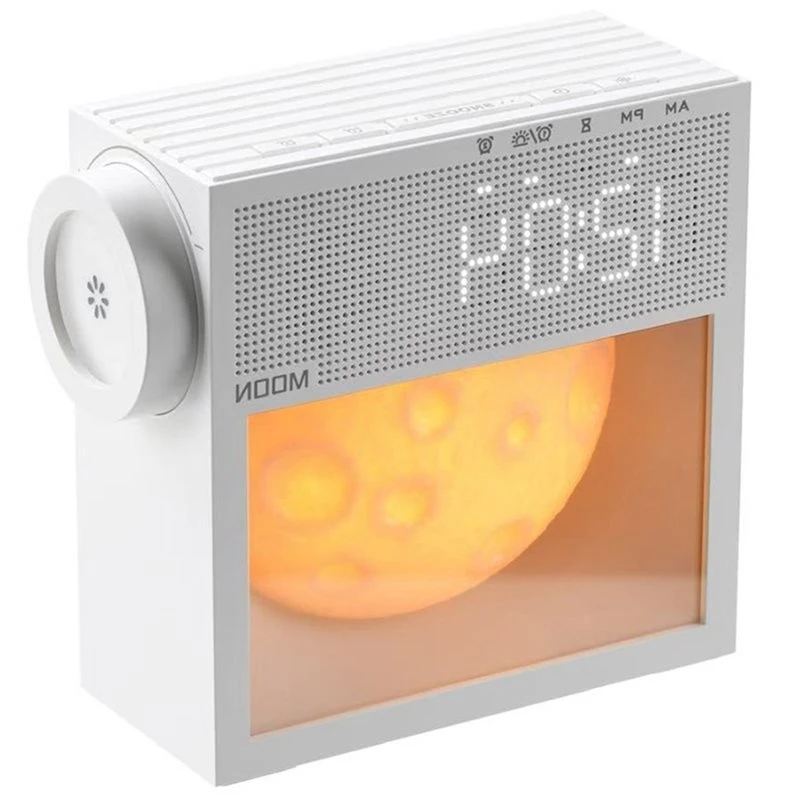 TFTP-Moon Wake-Up Lamp White Noise Clock Touch Control Digital Alarm, 10 Soothing Sounds Bedroom Ambience Sleep Helper