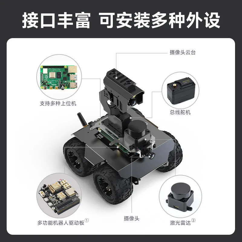 Expandable four-wheel drive trolley chassis metal mobile robot ESP32 lower computer