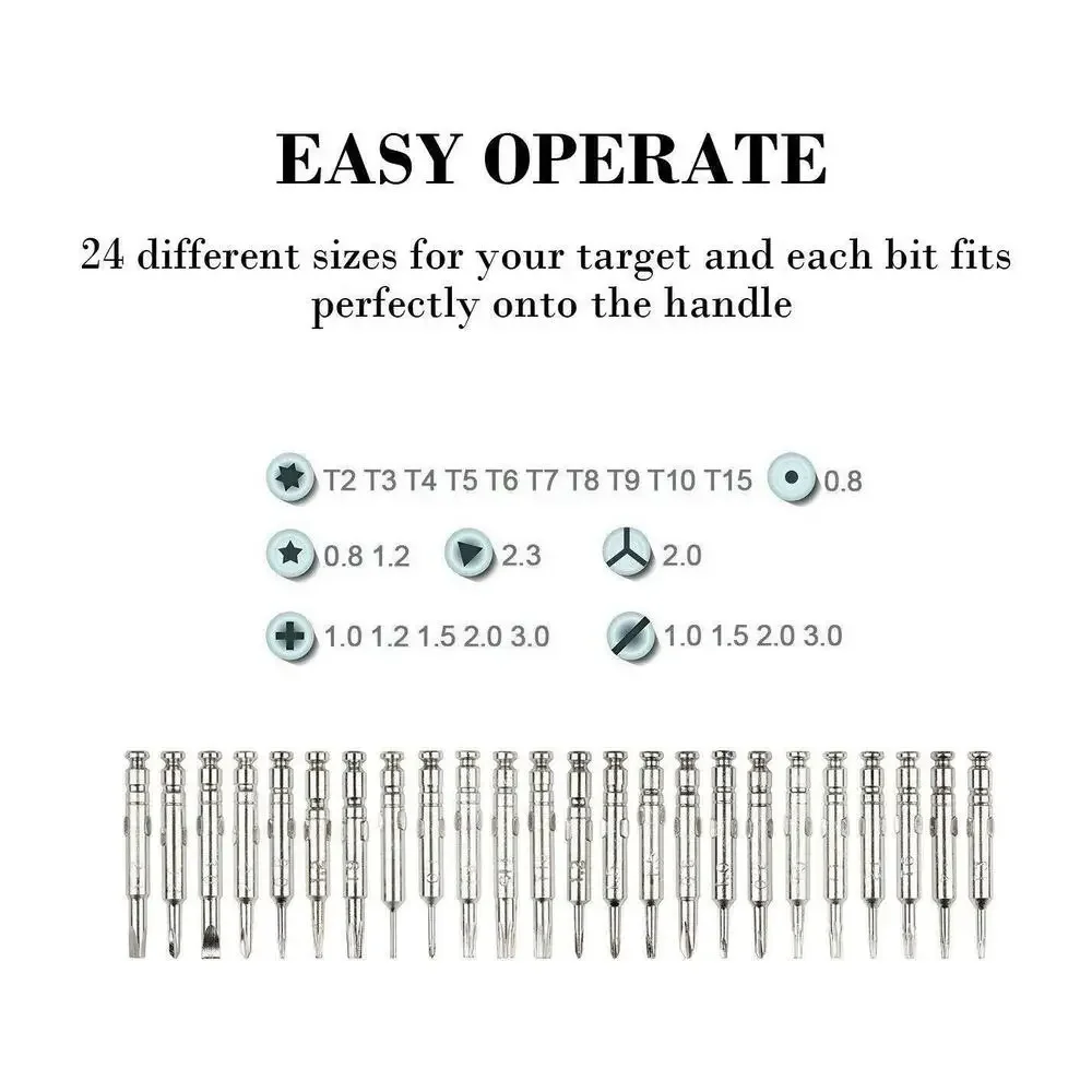 Kleines Schraubendreher-Set, 25 in 1, magnetisches Präzisions-Schraubendreher-Bohrer-Set, Reparaturwerkzeuge für Brillen, Telefone, Uhren, Laptops, Kameras – Detail 10