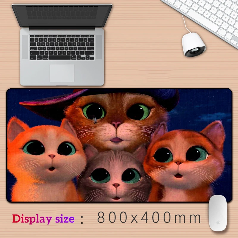 

Puss in Boots Art HD Printing XXL Mouse Pad Gamer Accessory Hot Large Desk Pads Computer Lock Edge Keyboard Mat anime Cartoon