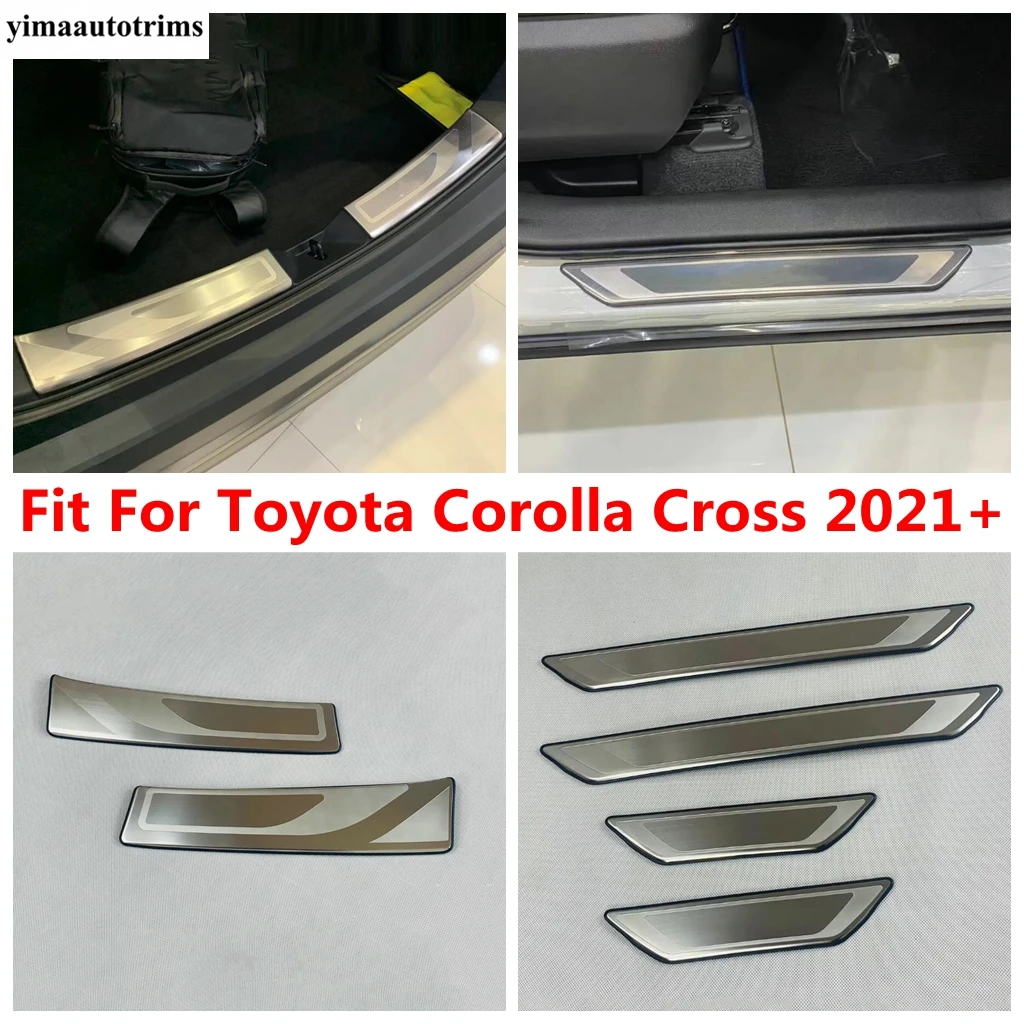 Rear Trunk Bumper Foot Door Sill Pedal Scuff Plate Protector Trim For Toyota Corolla Cross XG10 2021 - 2024 Metal Accessories