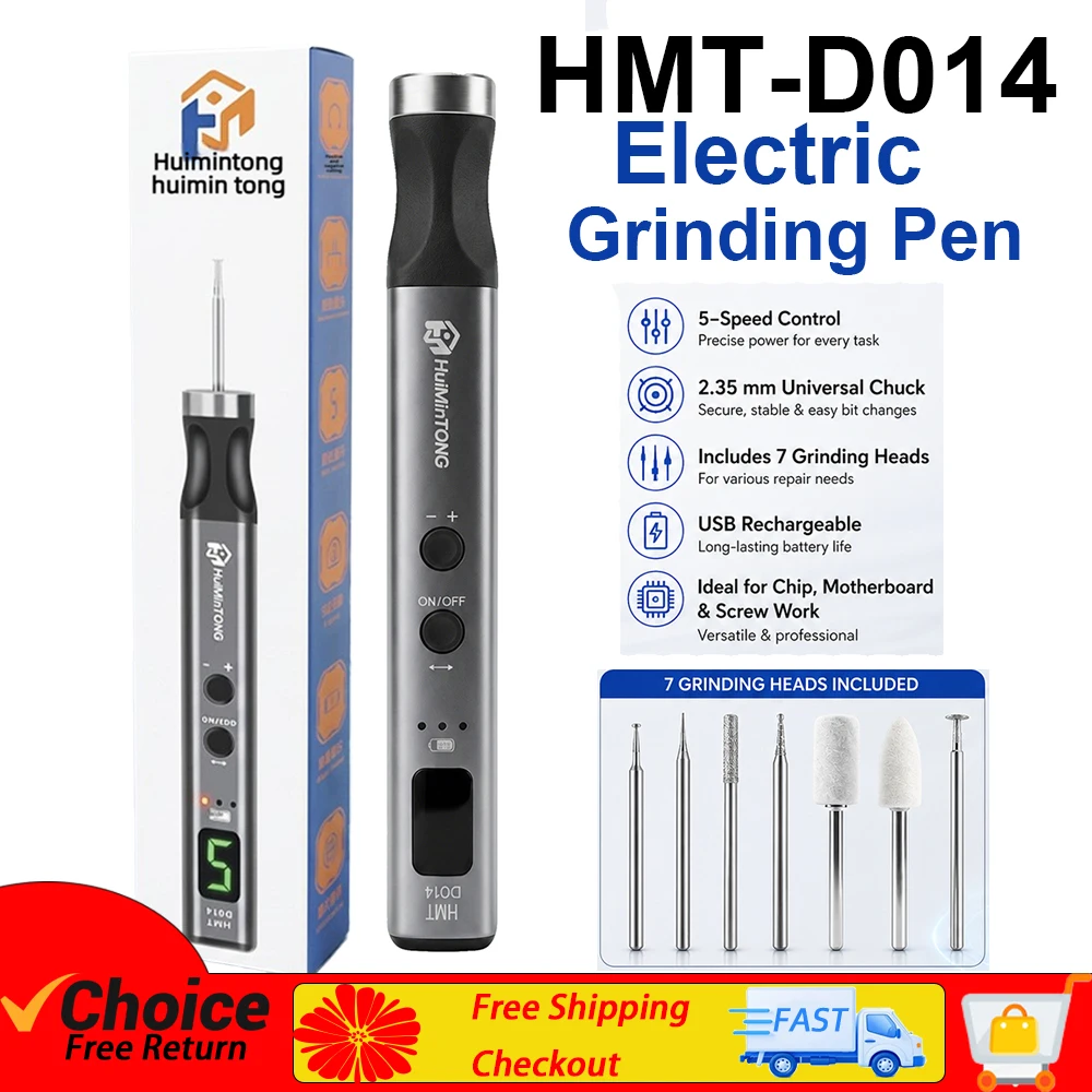 ANSIKI HMT-D014 Electric Polishing Pen 7Pcs Diamond Grinding Heads for IC Chip Grinding PCB Cutting Phone Repair Tools