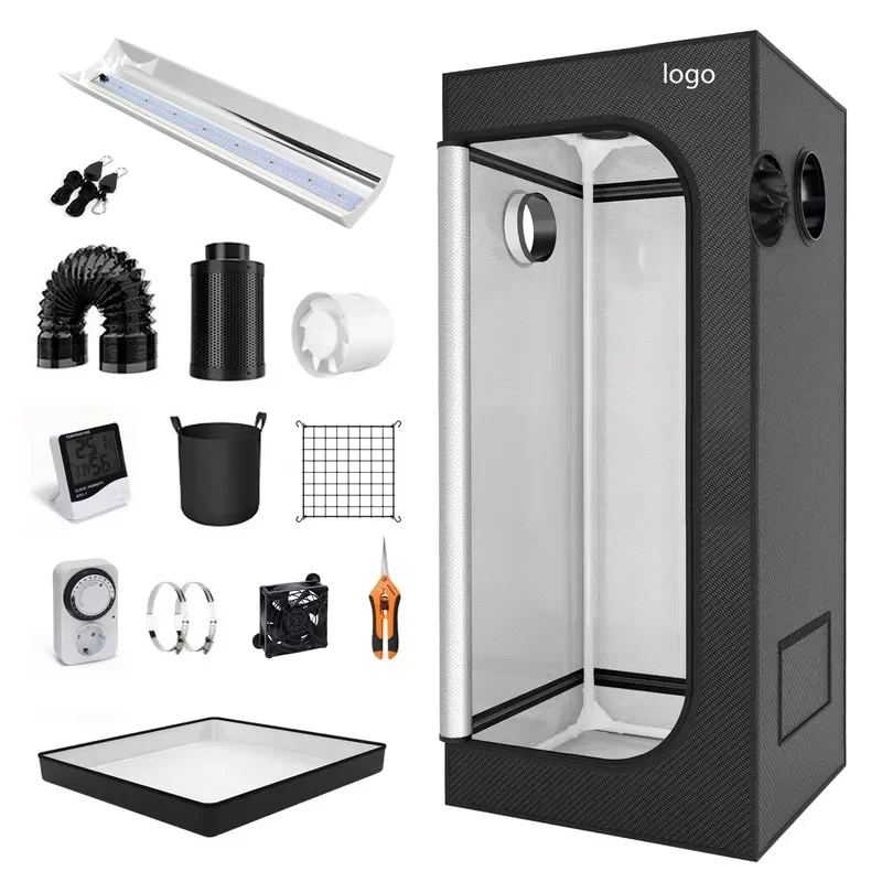 Factory Customized 600d Mylar Fabric Canvas Greenhouse Grow Box High-Reflective Mylar Indoor Grow Kit Tent Metal Complete Kit