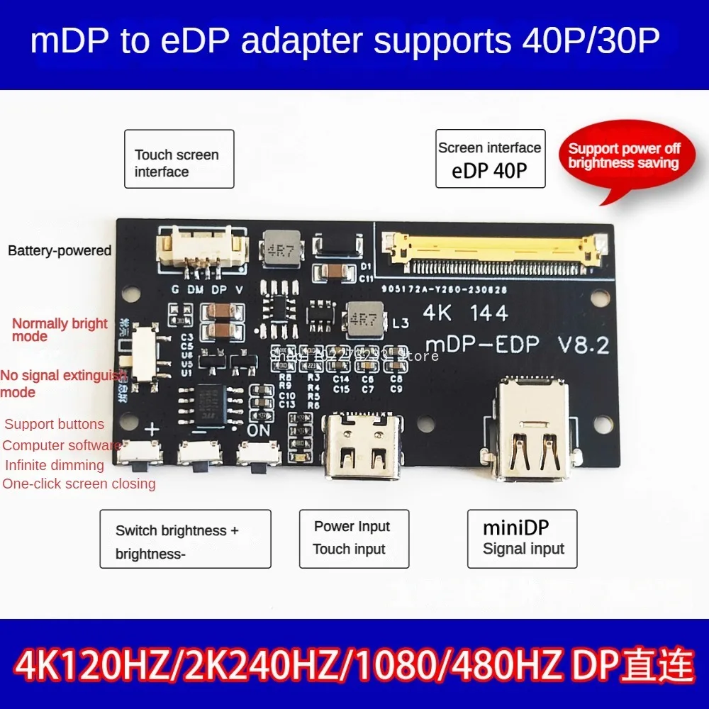 MiniDP To EDP 4k 120HZ DIY4K Driver 4K 2K 1080 Adapter Board for Portable Display