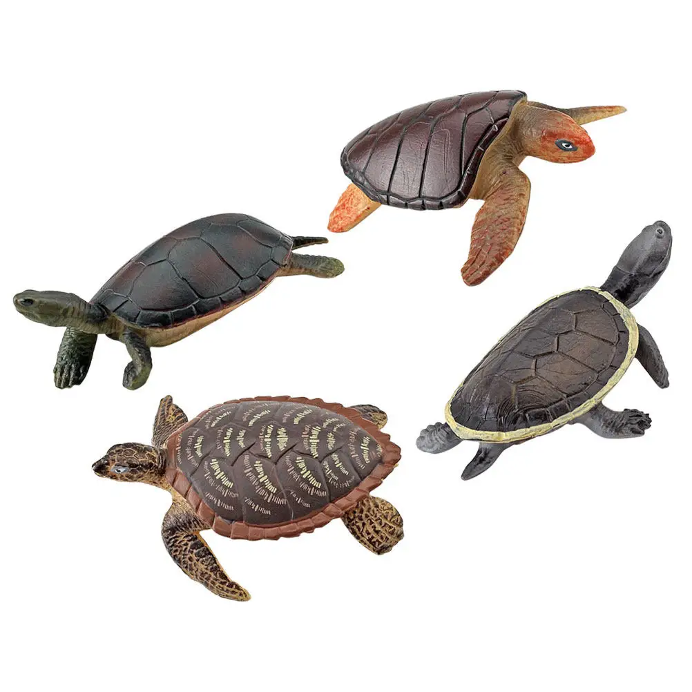 4Pcs Realistic Turtle Simulation Small Plastic Tortoises for Decoration Desktop Garden Office Natural-Looking Artificial Turtle
