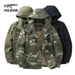 Winter Thick Multi Pocket Hooded Men's Parkas Casual Fashion Loose Cotton Wear-resistant Jacket Men Outdoor Sports Tactical Coat