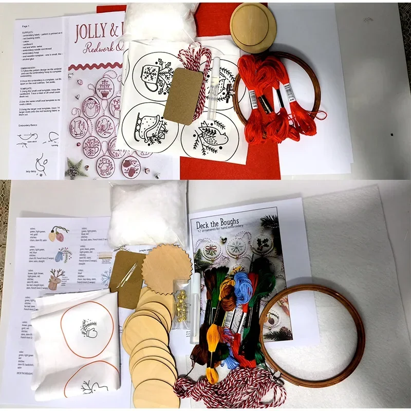 Christmas Embroidery Hand Ornaments Kit Christmas Ornaments Decor Fabric Sewing Embroidery Kits For Beginners