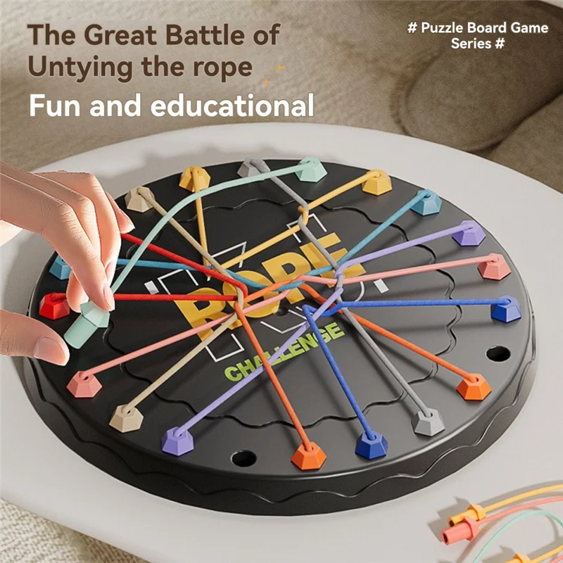 A04F-2X 어린이 체인 보드 게임 잠금 해제 보드 게임 어린이 로프 디코딩 논리 훈련 부모-자녀 상호작용