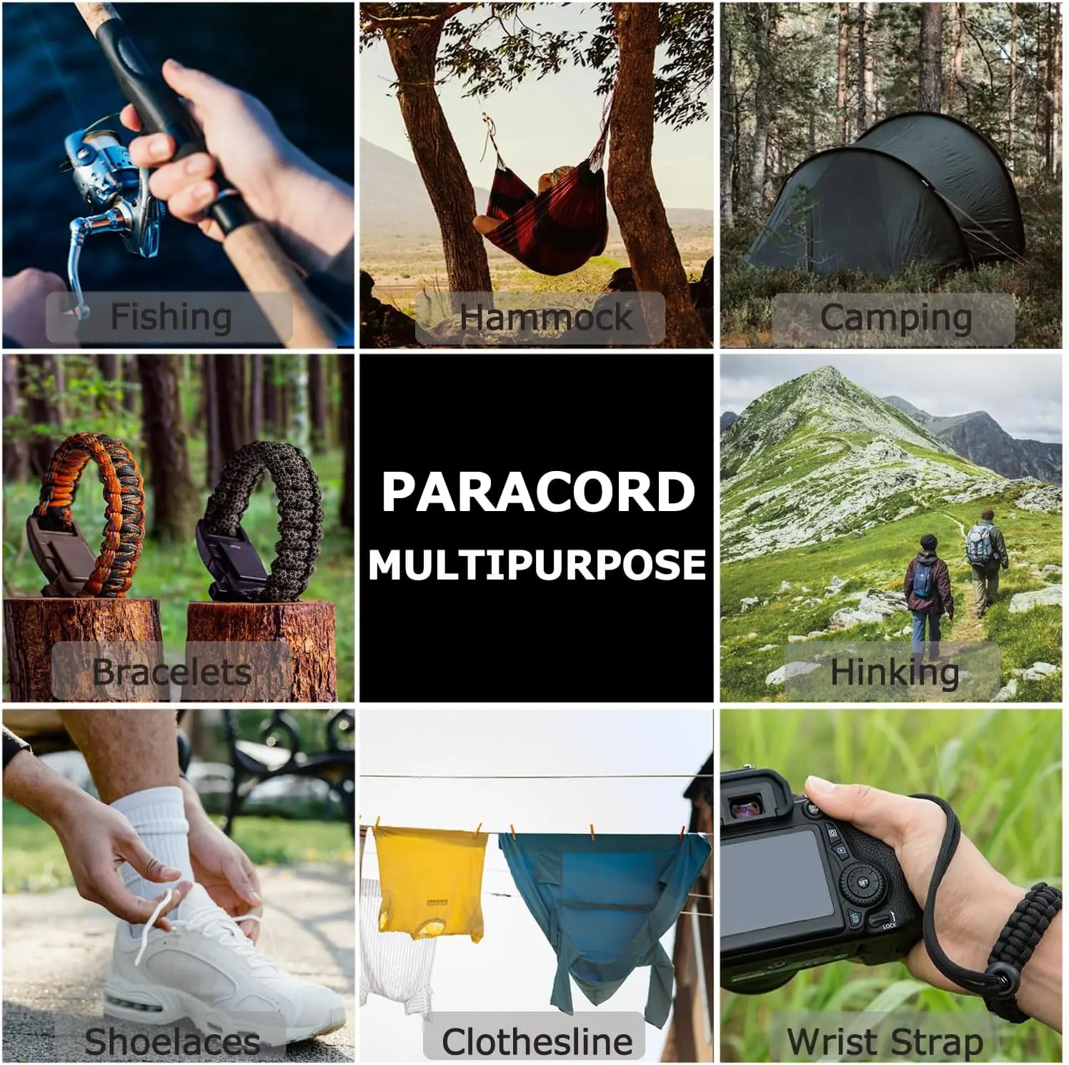 Paracord 550 Armband-Set, 5m pro Seil, Schnallen, 4mm Paracord zur Herstellung von Schlüsselanhängern/Armbändern für Outdoor/Camping/Geschenk/Überlebensausrüstung/Taktikzwecke – Detail 3