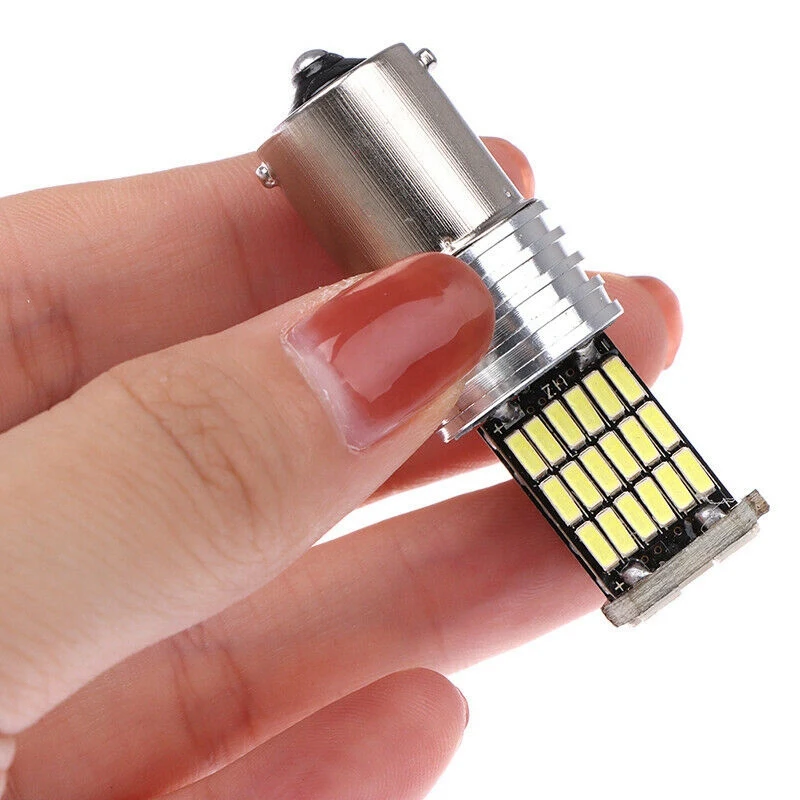 ไฟท้ายเบรครถ6000K ไฟท้ายรถแคนบัส15 SMD BA15S สีขาวพลังงานสูง P21W 1156LED 4X