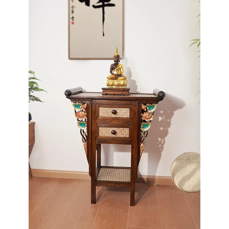 الأثاث الخشب نيف يقدم الجدول منصة بوذية مزار الحظ المنزلي منحوتة مناسبة للديكور النمط #2
