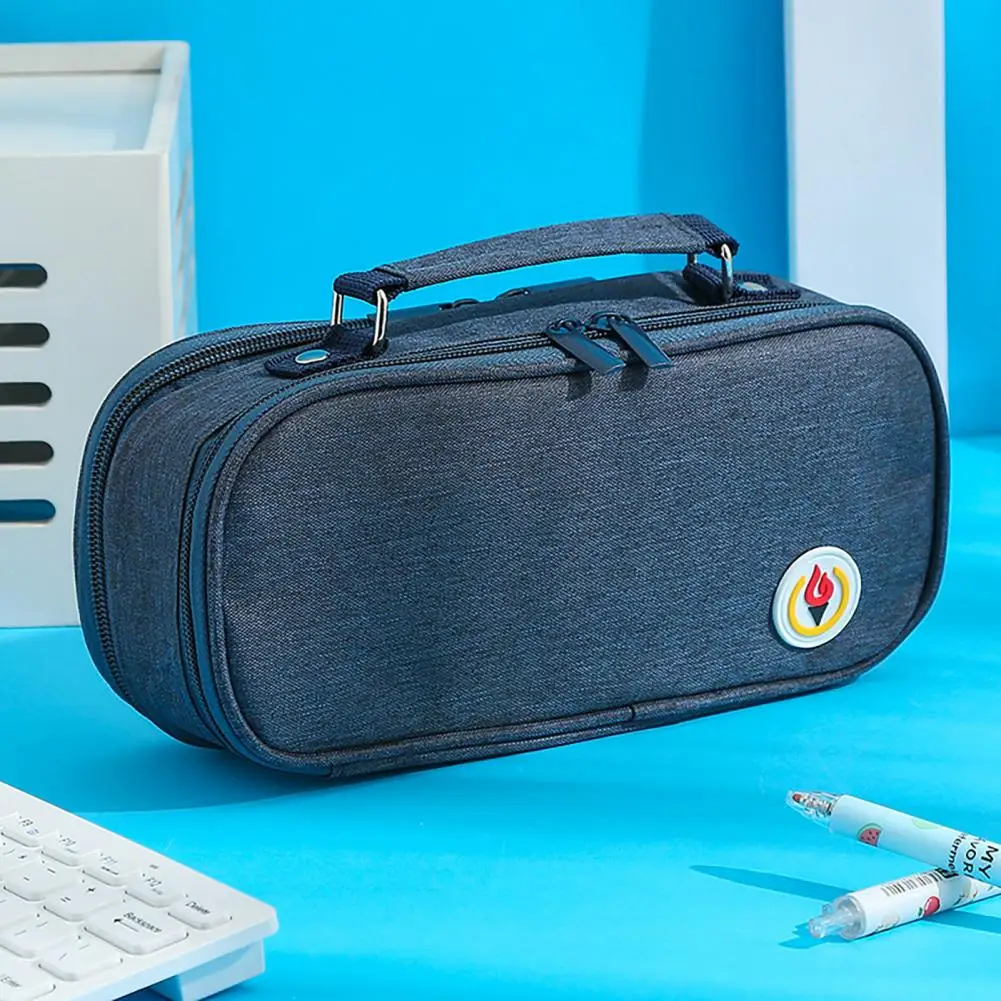 Trousse à crayons avec porte-stylo en maille de capacité, bureau multicouche, efficace