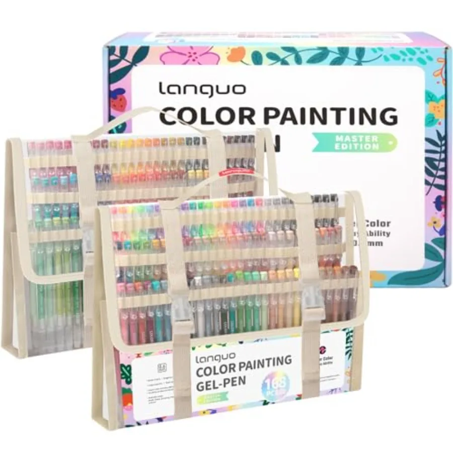 

Gel Pens For Coloring, 168 Pack Colored Pens for Black Paper and White Paper, 0.6MM Fine Point Pens for Coloring, Writing, Draw