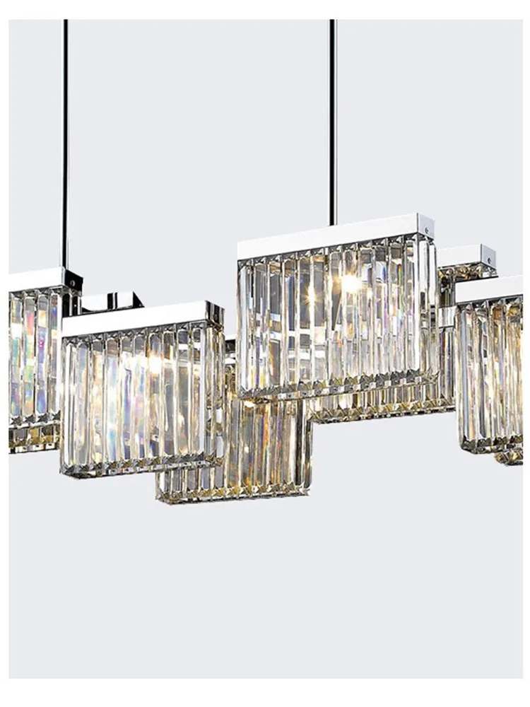 Imagem -06 - Moderno k9 Cristal Lustre Luzes Pingente para Sala de Jantar Led Rod Lâmpada Pingente Luxo Decoração Aço Chrome Pendurado Luminárias E14