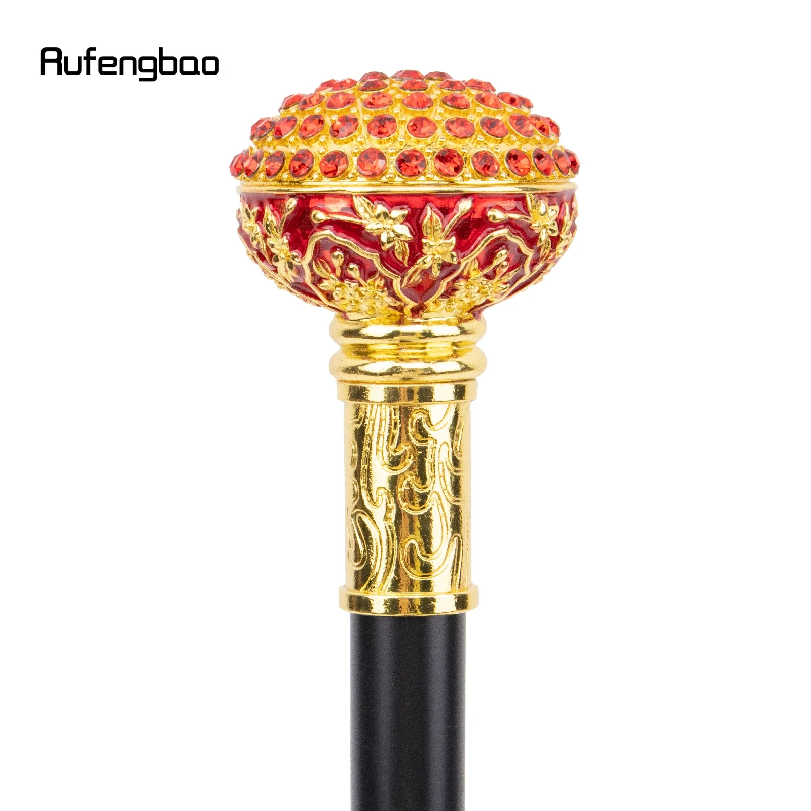 Red Artificial Diamond Ball Walking Cane Fashion Decorative Walking Stick Gentleman Elegant Cosplay Cane Crosier 92cm