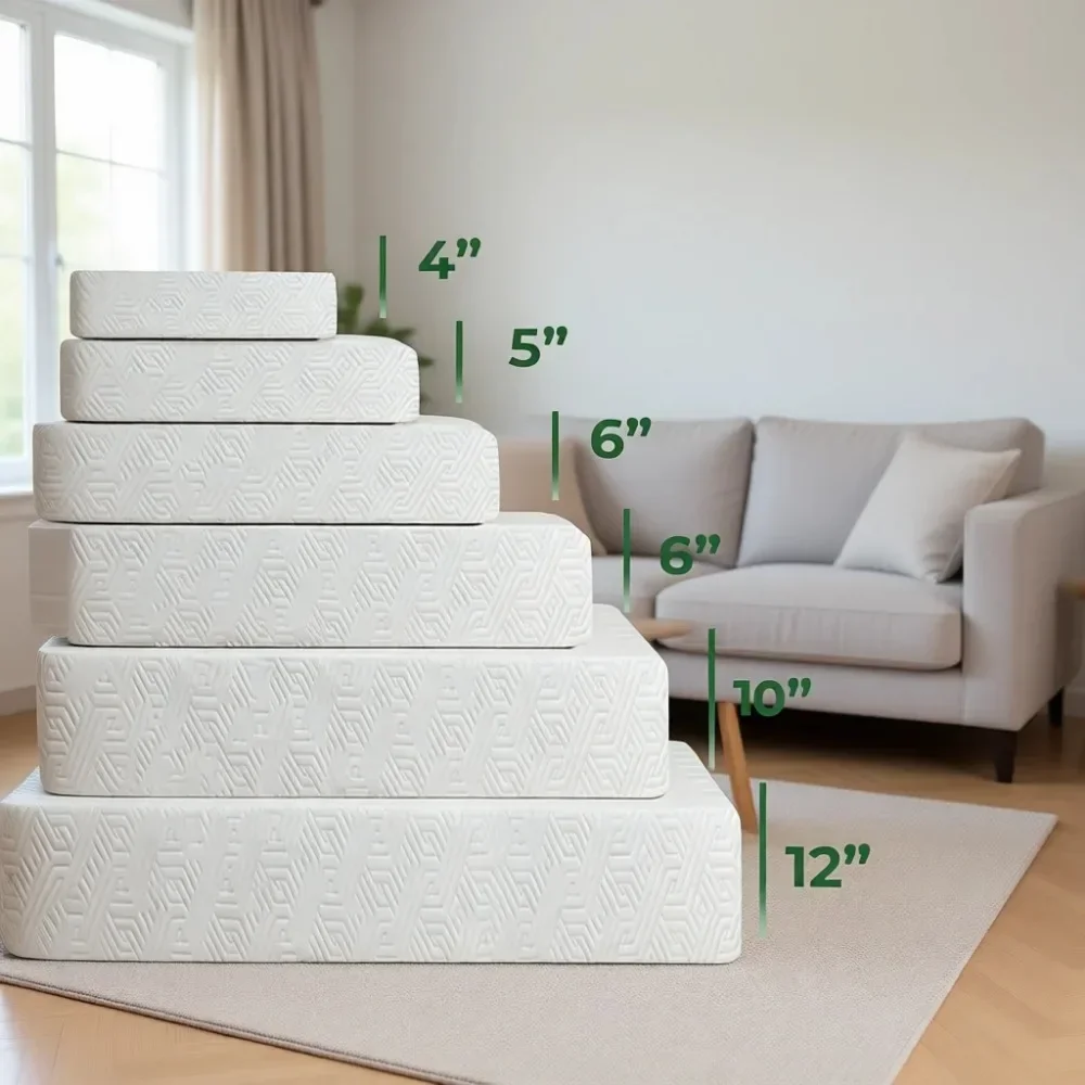 Twin Size 4 Inch Medium Firm Foam Mattress in a Box, Reversible for Pressure Relief