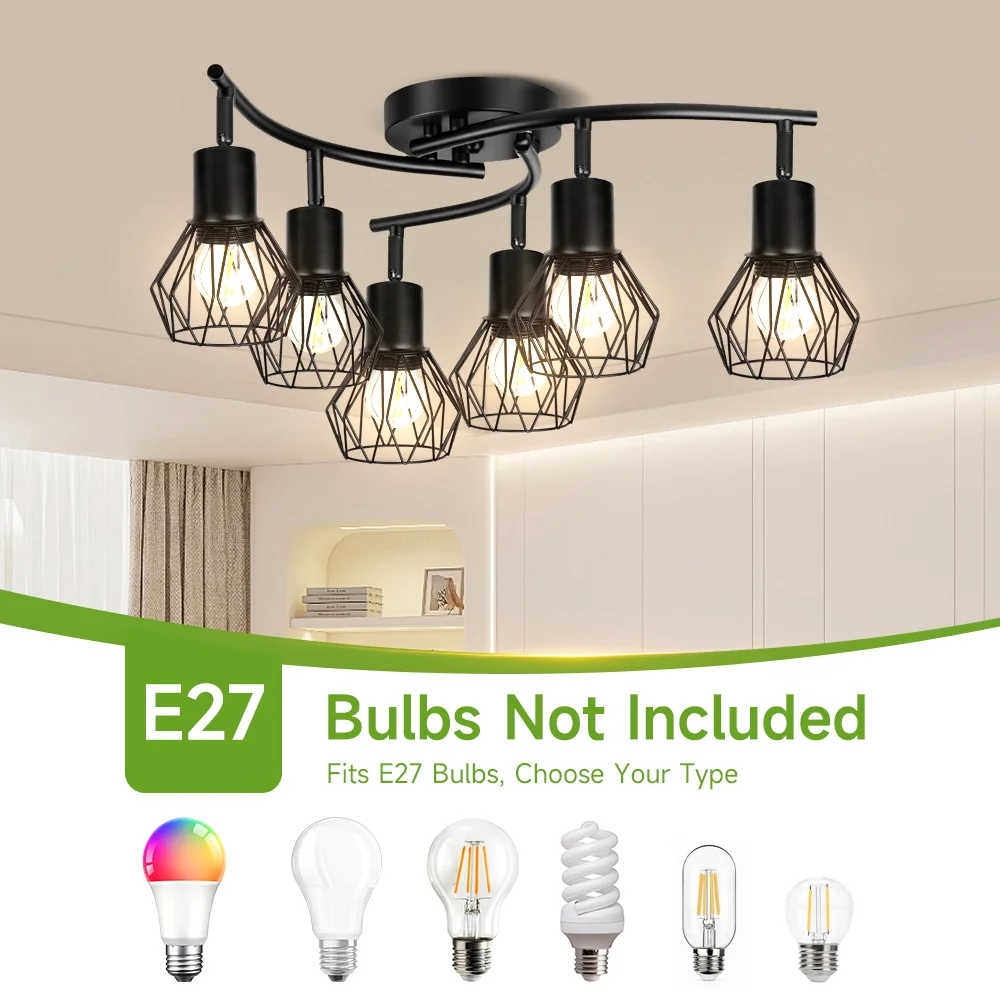 

Светодиодный потолочный подвесной светильник AC85-265VM, подвесной точечный светильник в клетке для гостиной, кухни, люстра E27, светодиодный прожектор