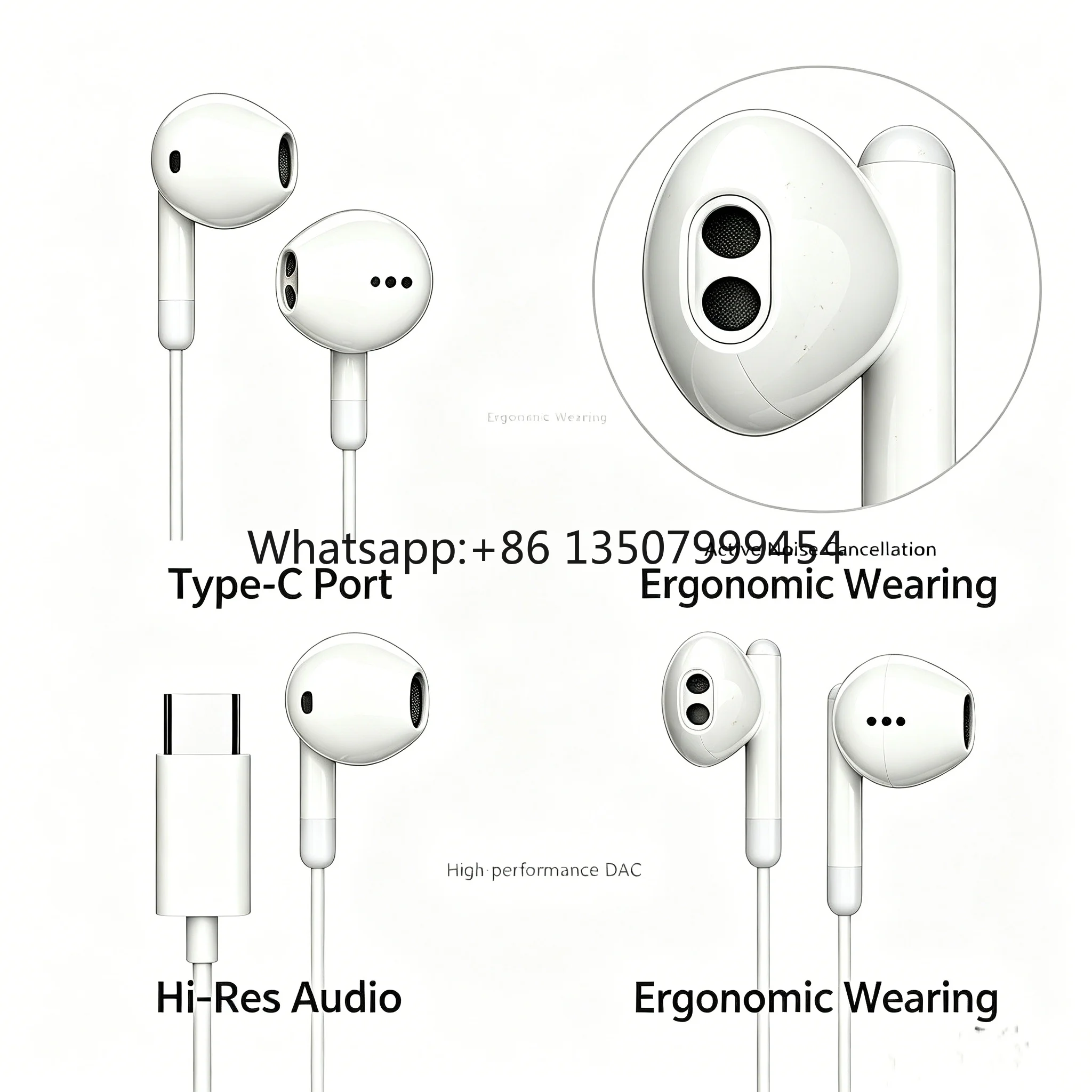 

384kHz/32bit HiFi Low Latency Type-C Dynamic Driver Universal Compatibility Semi-In-Ear 100dB SNR Music Listening OEM Custom
