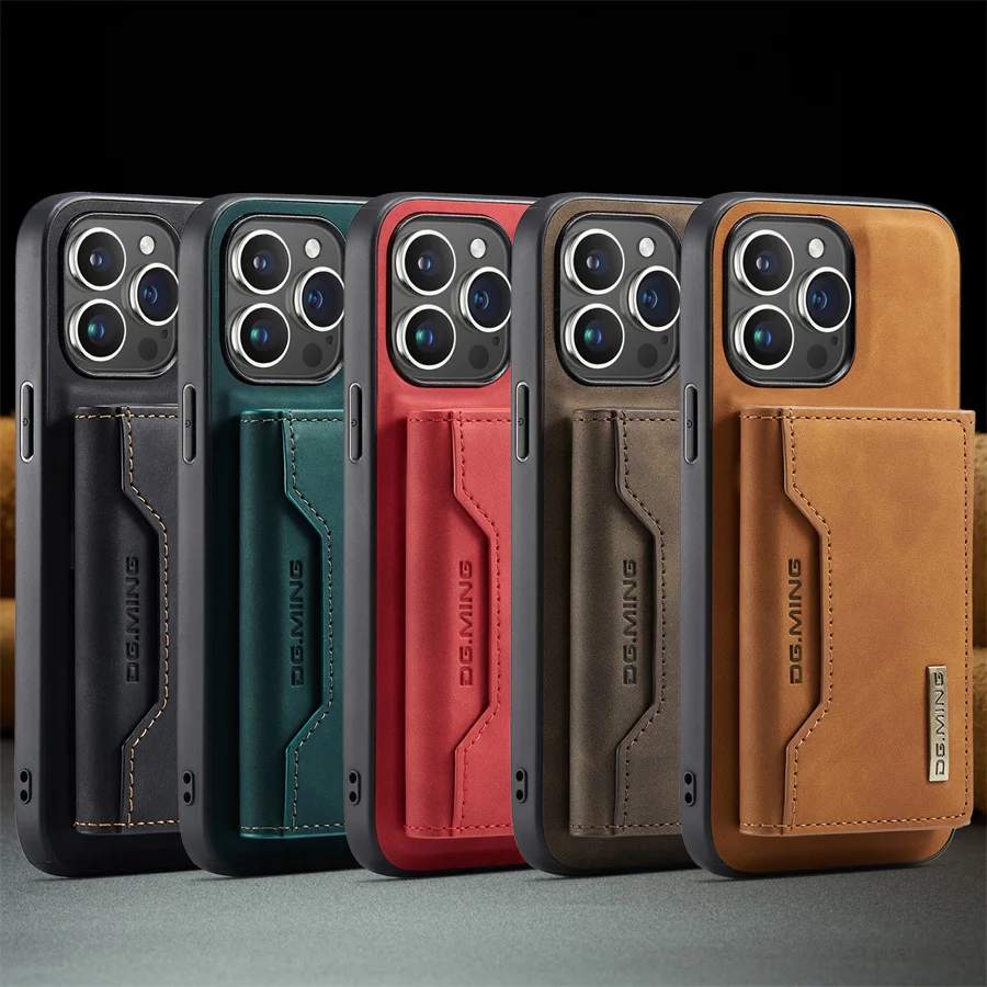 Luksusowe magnetyczne skórzane etui z portfelem dla iPhone'a 15 14 Plus 11 12 13 16 Pro XS Max X XR Magnetyczne, odłączane etui na karty pieniężne — zdjęcie produktu 6