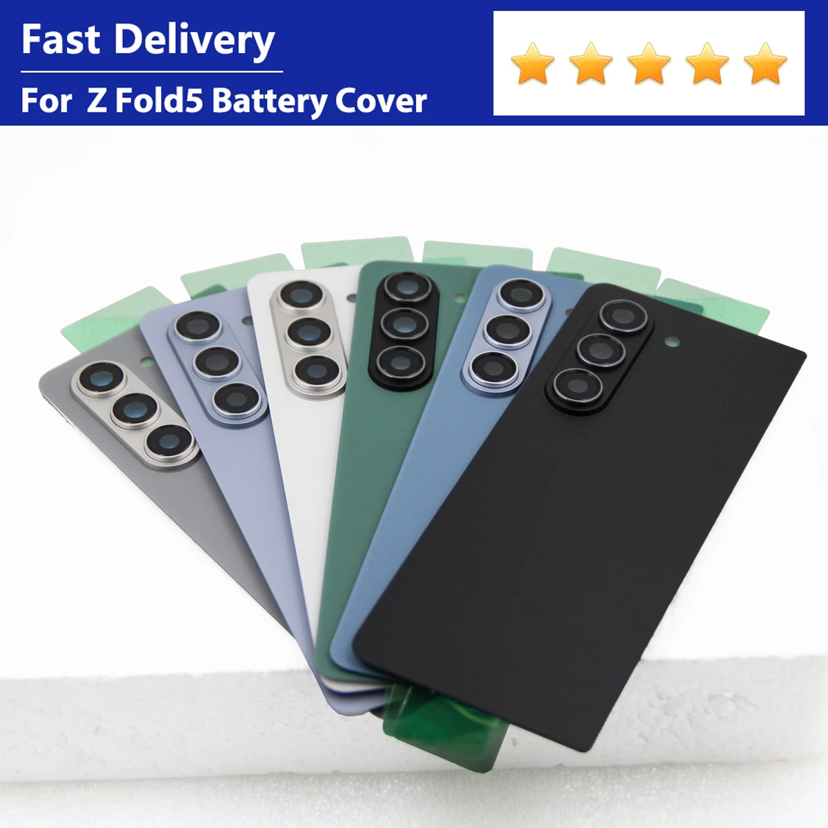 AAA-Qualität für Samsung Z Fold 5, hinteres Gehäuse, Batterieabdeckung mit Objektiv, F946B, hintere Glastür, Ersatzteil