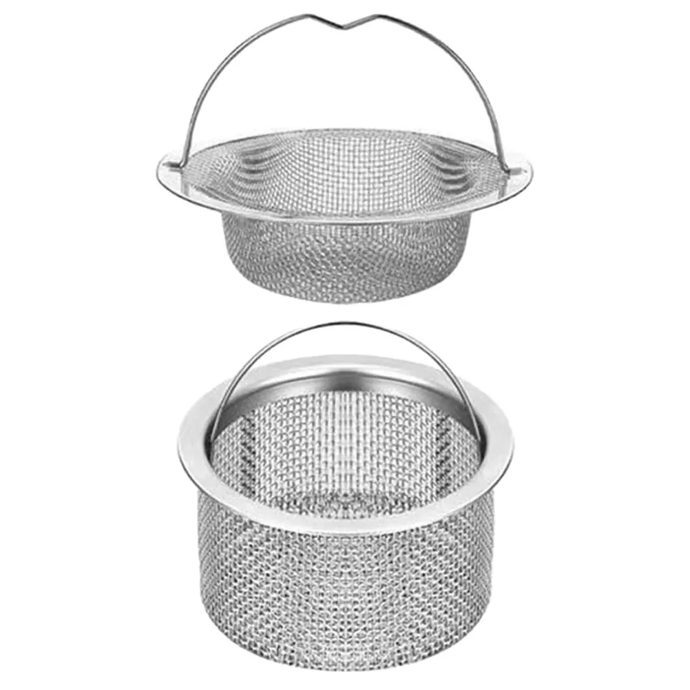 

2Pcs Kitchen Sink Drain Strainer Basket Metal Filtering Grid for Food Scraps Hair Catcher Rust-Resistant Sturdy Build Easy