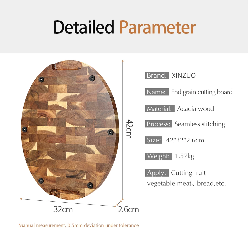 

XINZUO High Quality Acacia Wood End Grain Cutting Boards Wooden Butcher Block Kitchen Supplies