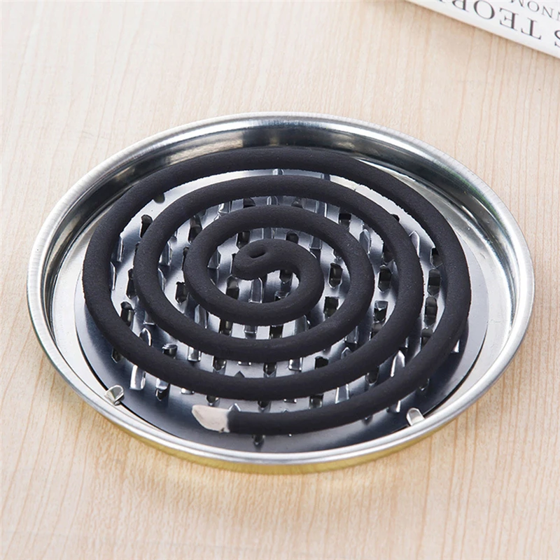 Mosquito Coil Holder Tray Frame Safe Metal Round Rack Plate Spiral Incense Insect Repellent /1pcs Random Flyswatter