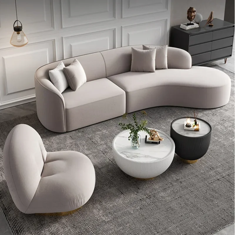 Nordic Light luxury arc fabric sofa simple modern living room bedroom designer combination sofa