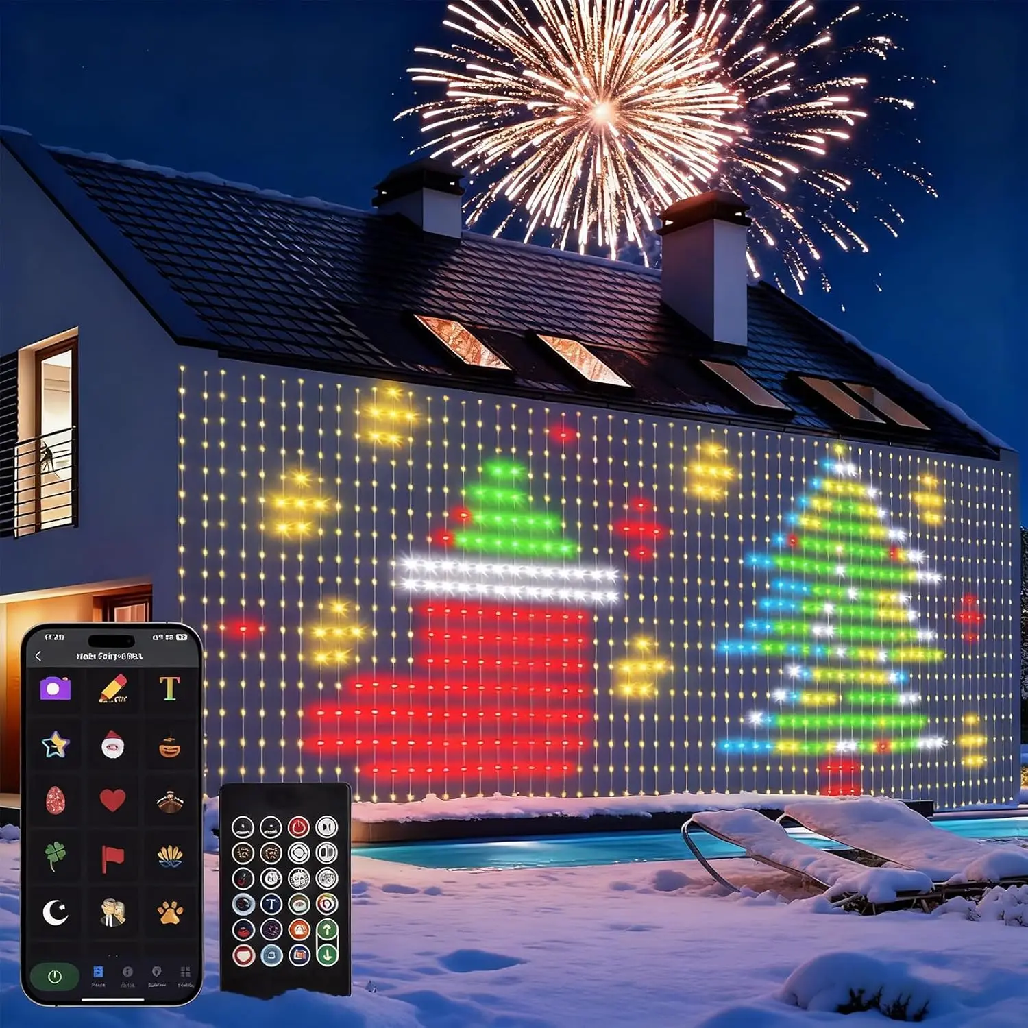 スマートledガーランドカーテン-クリスマスフェアリーライト-アプリ制御-音楽同期-diyパターン-防水-室内-屋外-新年飾り