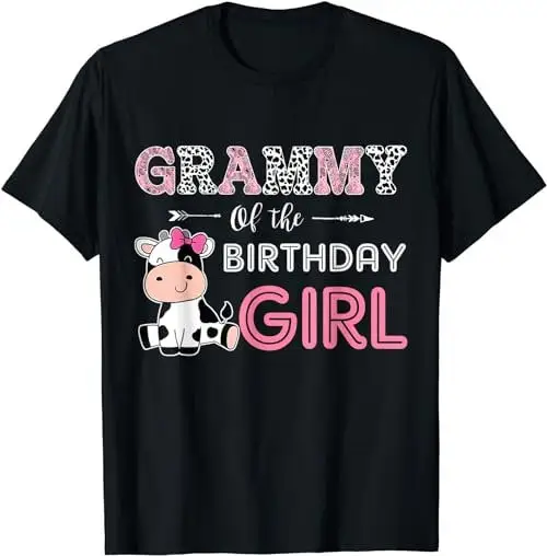 Grammy of The Birthday Girl Farm Cow Grandma Matching Family T Shirt SweaT 48574