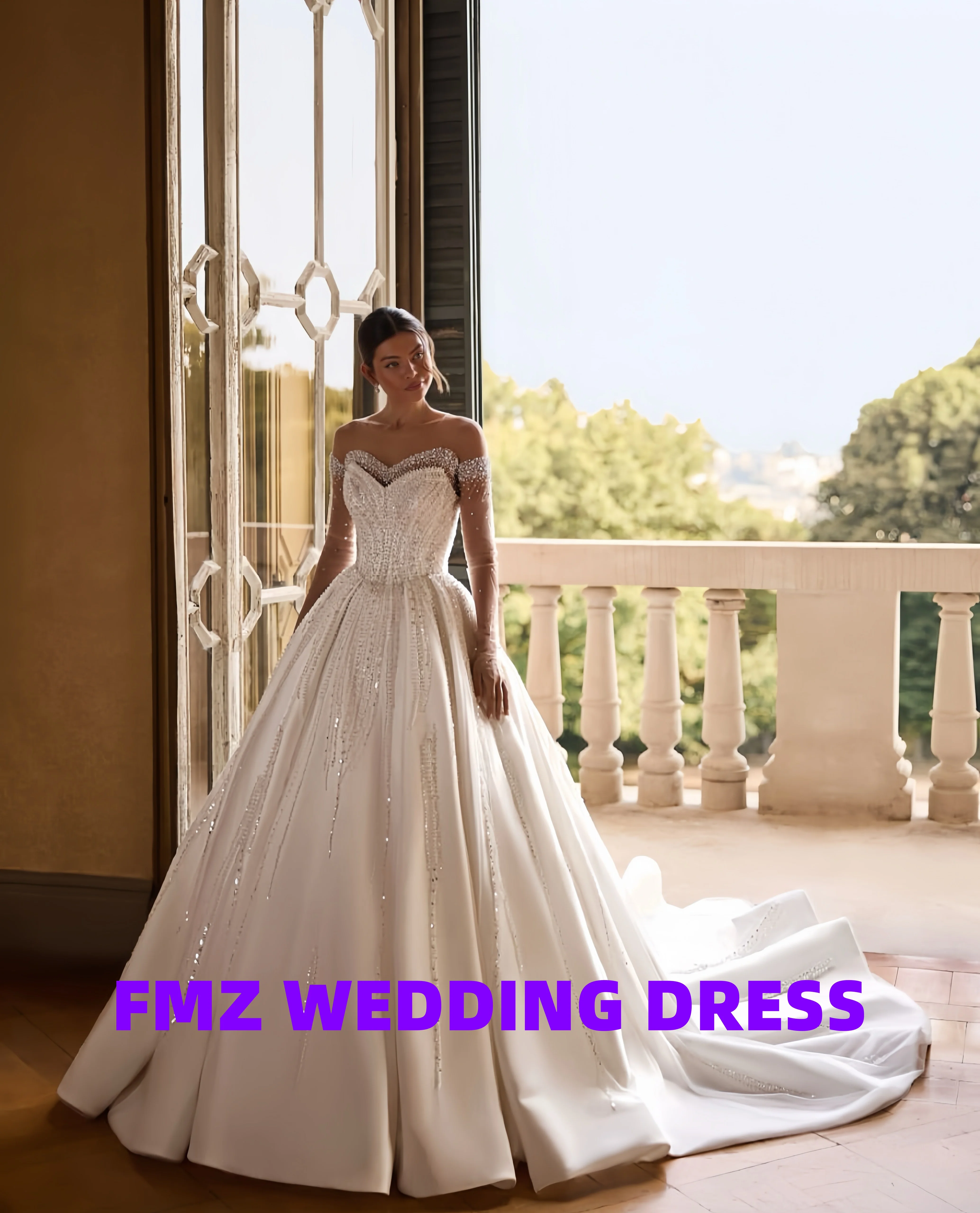 Personalizado dulce cuello sin mangas chal A-LINE satén vestido de novia para mujer vestidos de novia bata de mariee