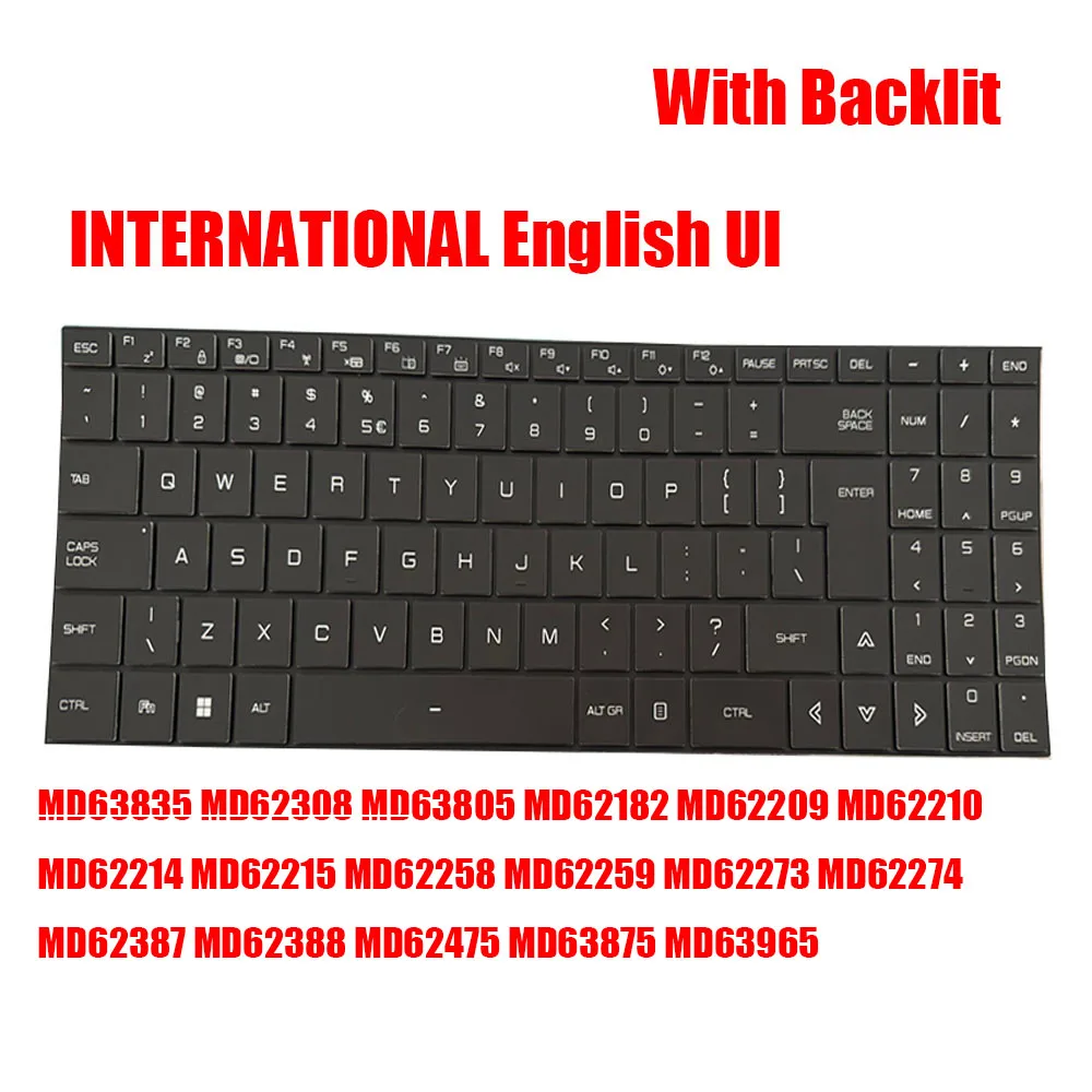 

Laptop Backlit BE/AR/CZ/FR/GR/IT/KE/NE/SP/SW/UK/US/UI Keyboard For MEDION Erazer Beast X25 GM7ZG8P MD63835 MD62308 MD63805