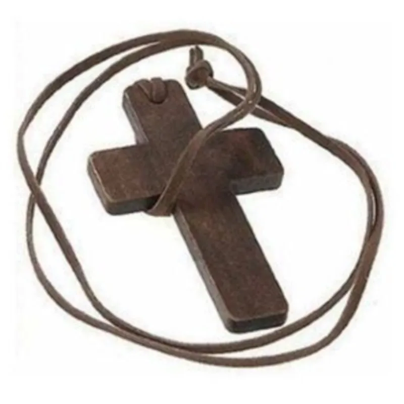 Retro Wooden Cross Pendants Leather Necklace Fashion Jewelry For Women Ladies Sale 1PC