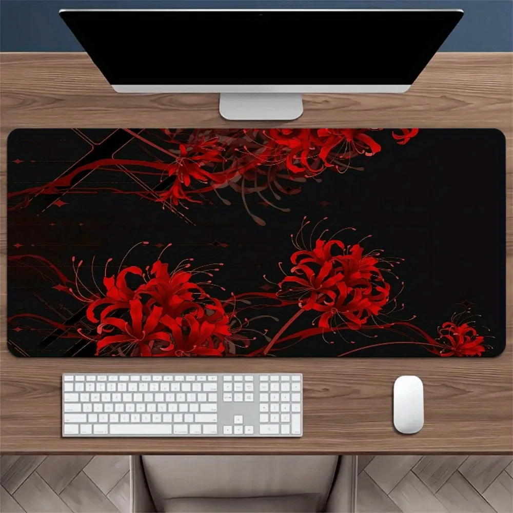 Red Spider Lily Mouse Pad: Fashionable Floral Art Gaming Desk Pad - Electronic Sports Office Desk Pad Keyboard Pad Natural