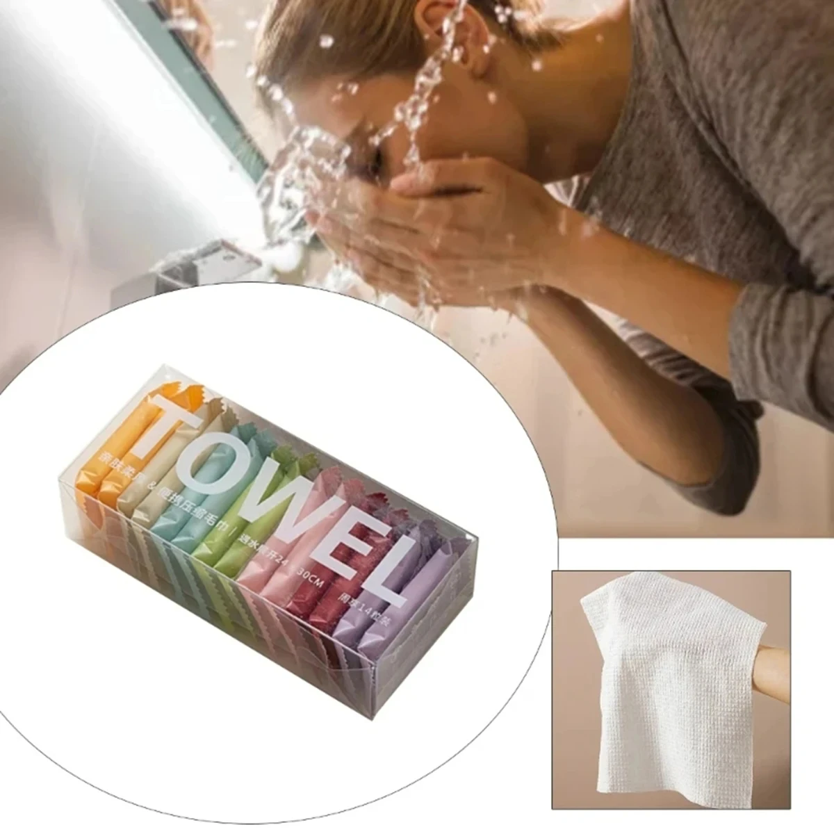 14PCS Disposable Compressed Towels Portable Travel Thickened Towel Disposable Washcloth Face Cleansing Beauty Square Washcloths