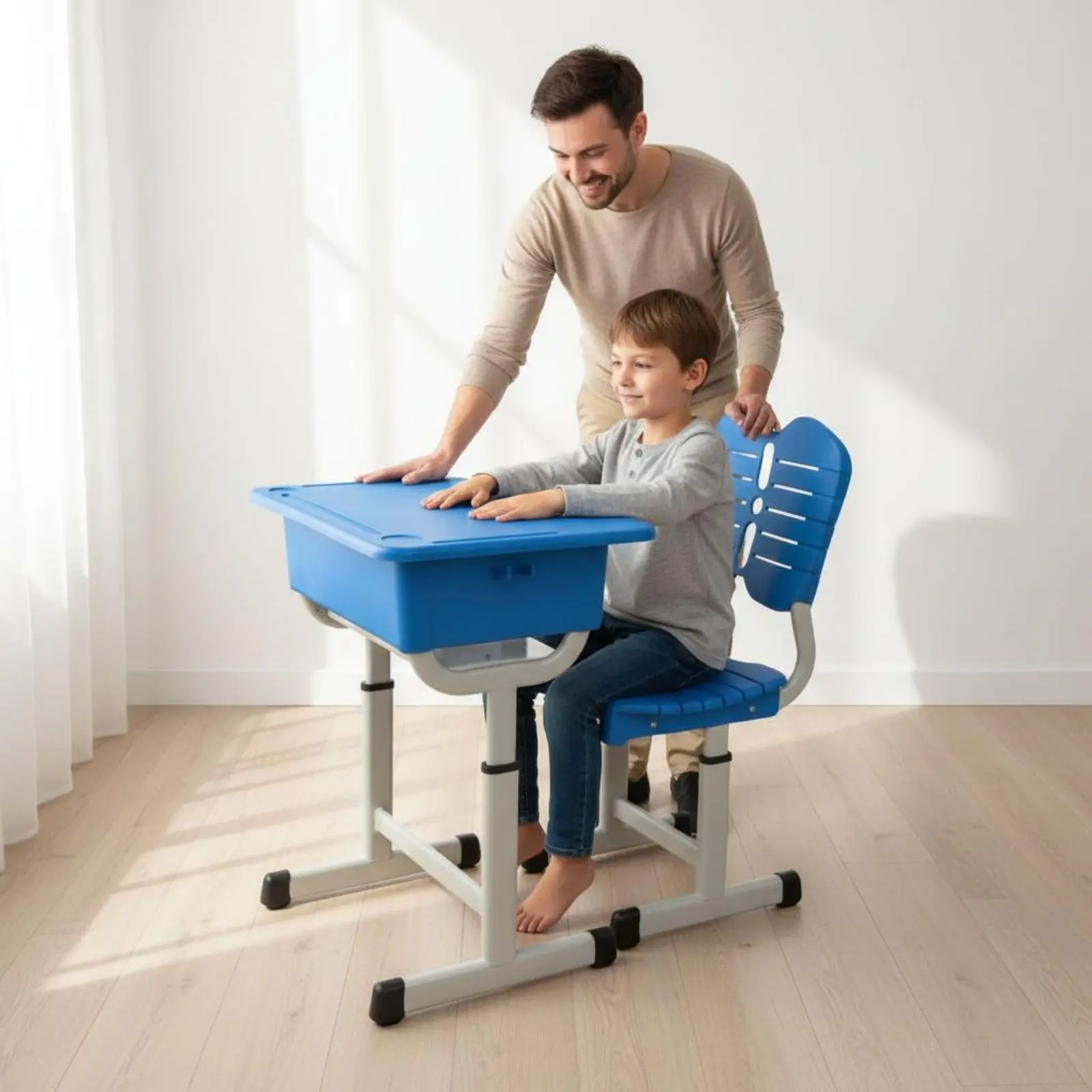 Adjustable Student Desk and Chair Set Sturdy & Long-Lasting Height Adjustable School Desk Children's Study Table and Chair view 6