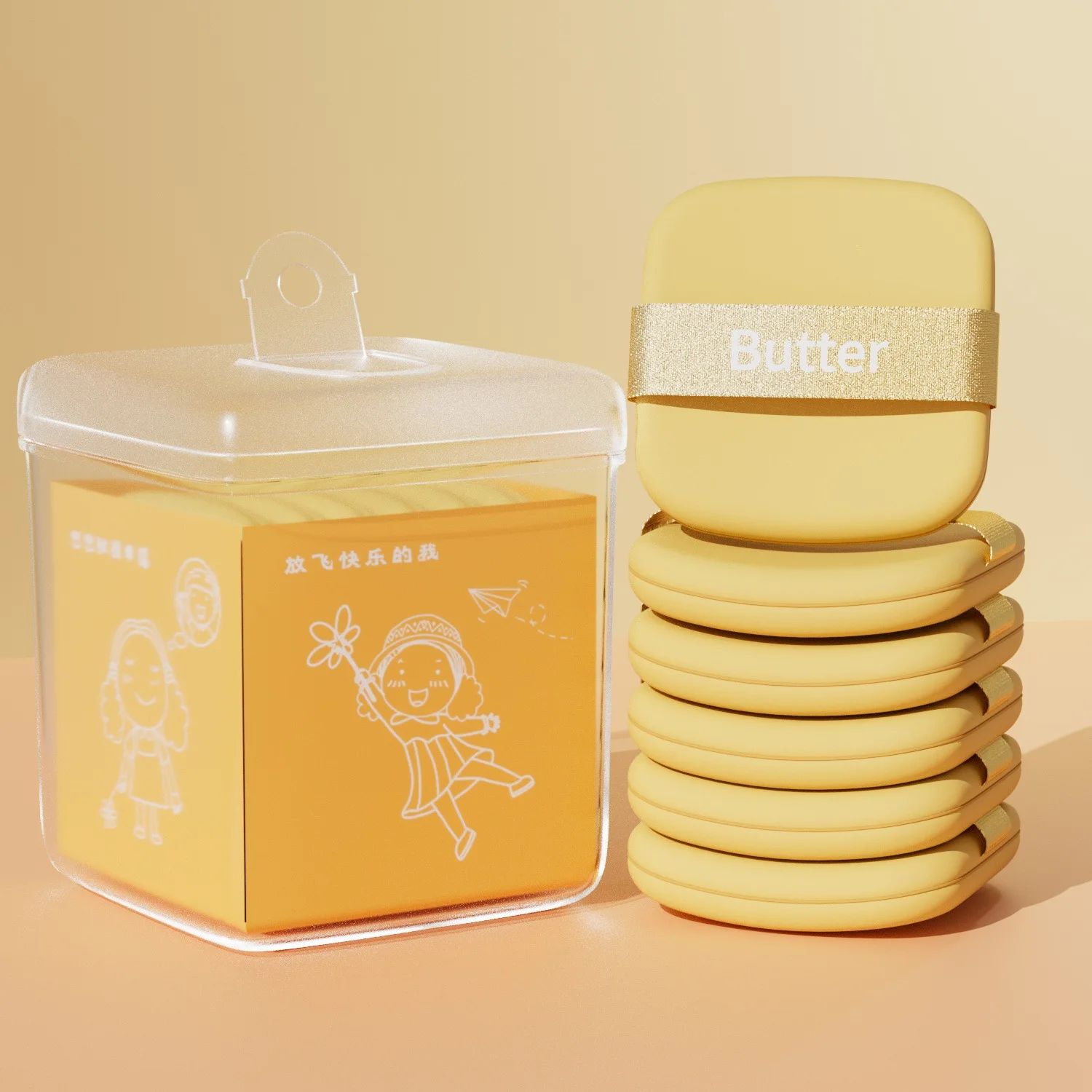 Miękkie gąbeczki do makijażu z poduszką powietrzną, elastyczne piankowe aplikatory do podkładu i pudru, zestaw gąbek do pudru w pudełku.