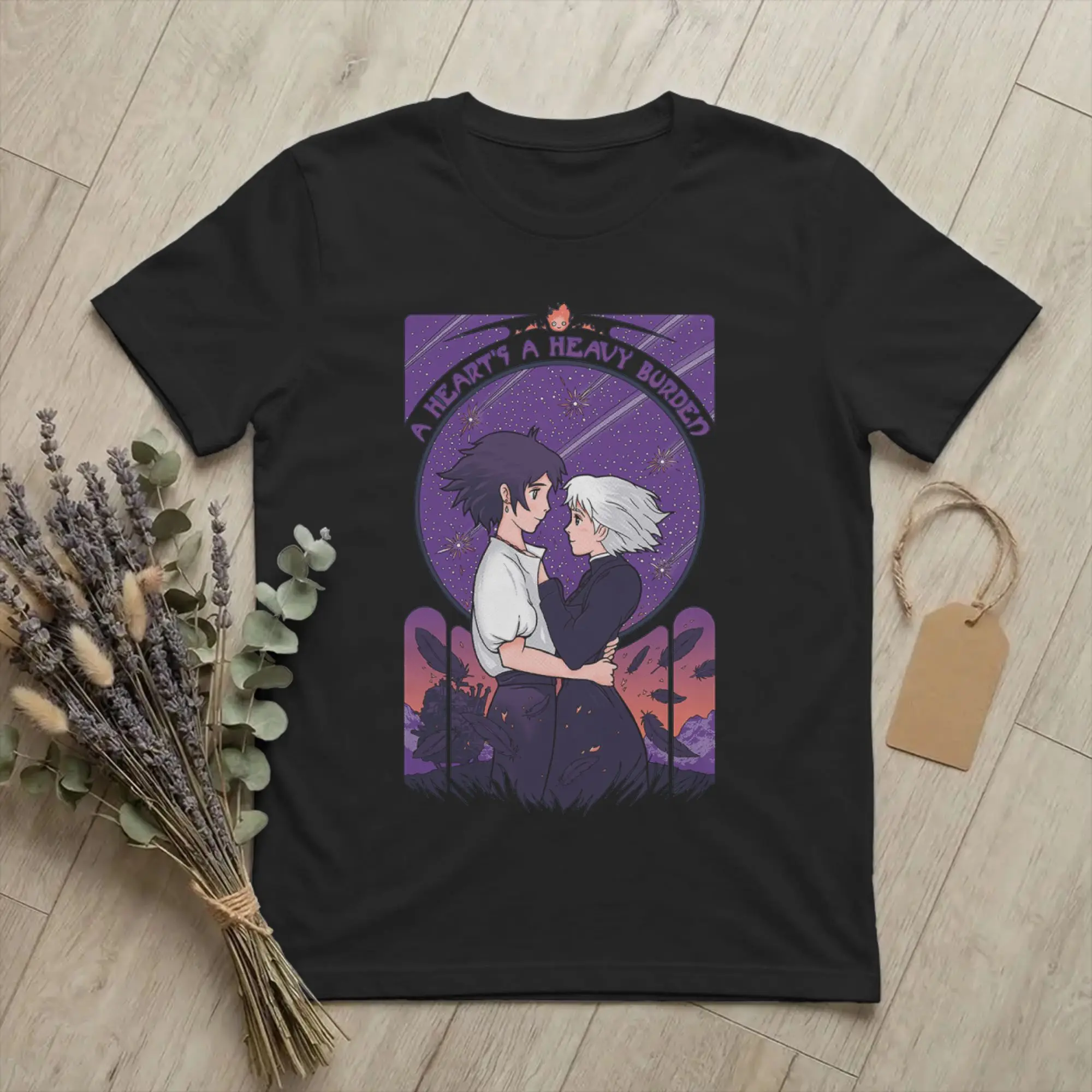 Men Women's Hayaos Miyazakis A Heart'S A Heavy Burden T Shirt Pure Cotton Tops Novelty Short Sleeve Round Neck Tee Shirt